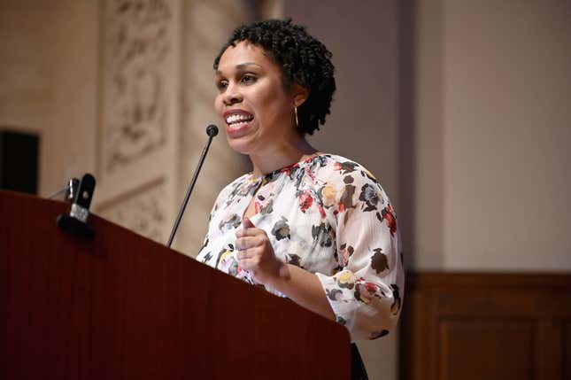 NEW YORK, NEW YORK - DECEMBER 02: New York City Health Department’s Assistant Commissioner for the Bureau of HIV Dr. Oni Blackstock speaks on stage during Housing Works World AIDS Day at The New York Academy of Medicine on December 02, 2019 in New York City.